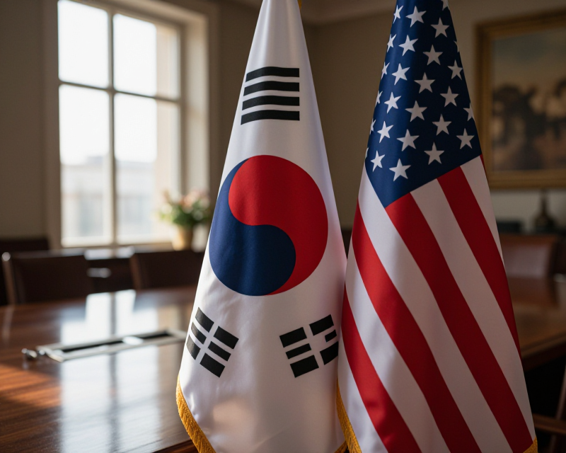 Diplomatic flags of South Korea and USA
