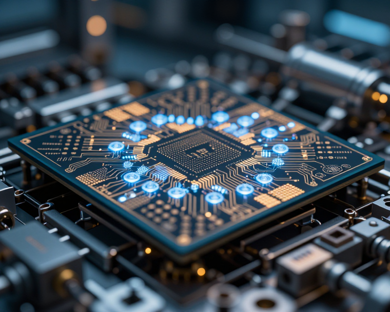 High-tech semiconductor wafer close-up