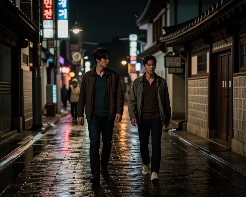 Cinematic Korean Historical Thriller Scene