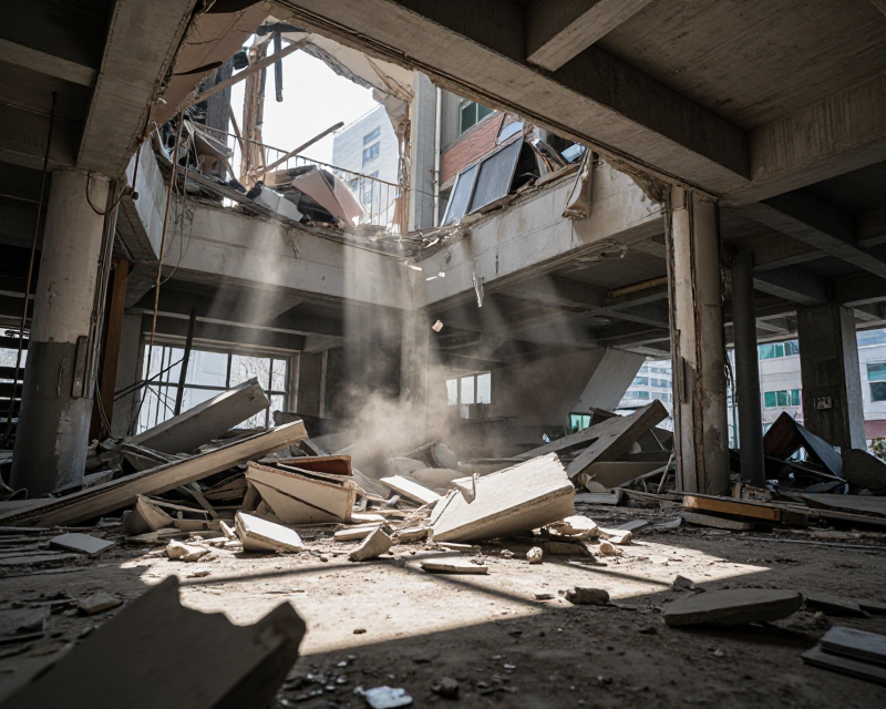 Aftermath of a building collapse in Daegu